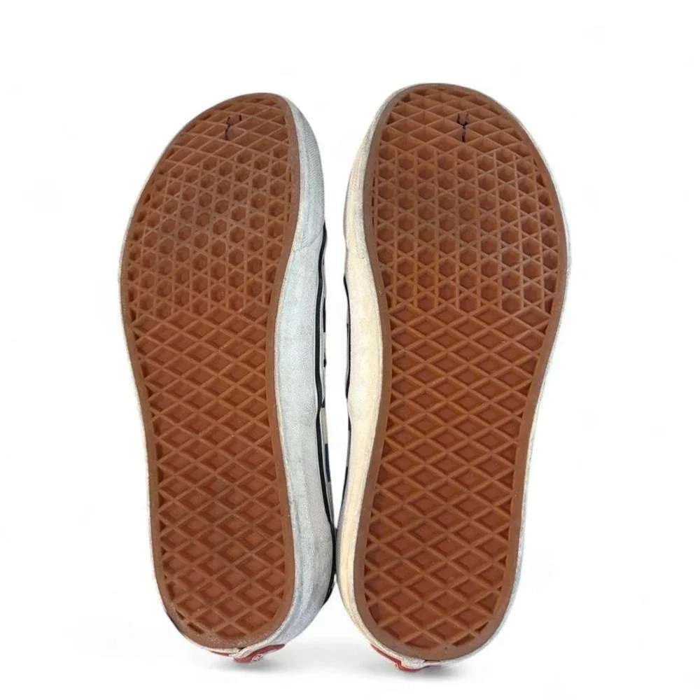 Vans Classic Slip On Checkerboard Men 8.5 Women 10 Black Blue Logo Skate Shoes